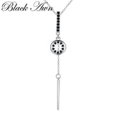 Awn Necklace Silver Necklace Black&White Stone Pendants