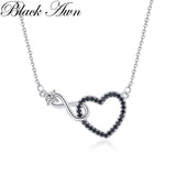 Awn Necklace Silver Necklace Women Jewelry Heart Black&White Stone Pendants