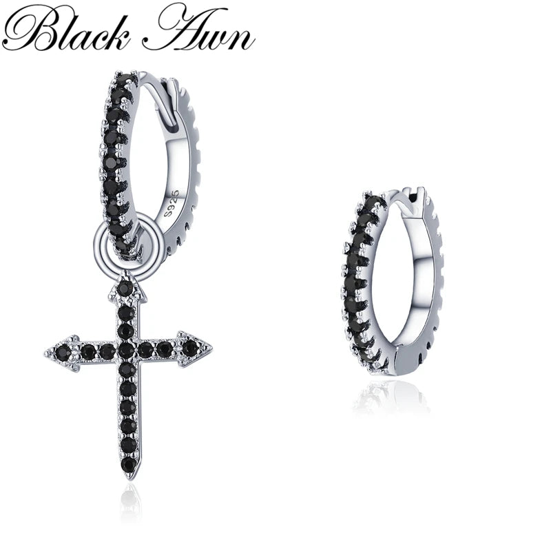 Awn Silver Spinel Engagement Hoop Earrings I203