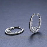 Classic Silver Spinel Oval Hoop Earrings - Awn2022