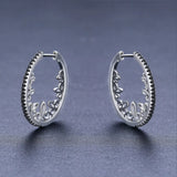Classic Silver Spinel Oval Hoop Earrings - Awn2022