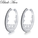 Classic Silver Spinel Oval Hoop Earrings - Awn2022