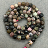 Rhodonite 6mm Faceted Spacer Cube Beads for Bracelet
