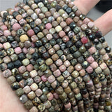 Rhodonite 6mm Faceted Spacer Cube Beads for Bracelet