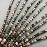 Rhodonite 6mm Faceted Spacer Cube Beads for Bracelet