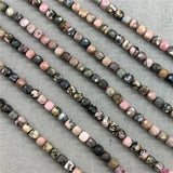 Rhodonite 6mm Faceted Spacer Cube Beads for Bracelet