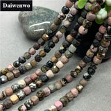 Rhodonite 6mm Faceted Spacer Cube Beads for Bracelet