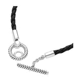 Braided Leather Charm Bracelets 925 Sterling Silver Jewelry LOGO