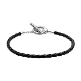 Braided Leather Charm Bracelets 925 Sterling Silver Jewelry LOGO