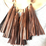 Brown Leather Collar Tassel Pendant Necklace