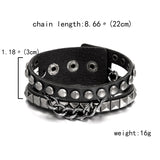 Brown Multilayers Spikes Rivet Chains Bracelet