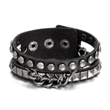 Brown Multilayers Spikes Rivet Chains Bracelet