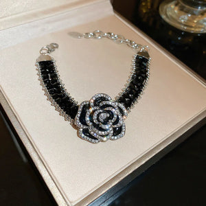 C Style Camellia Crystal Bracelet Charm for Women