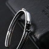 Ancient Silver Plated Buddha Bracelets Women Vintage Cuff Wristband
