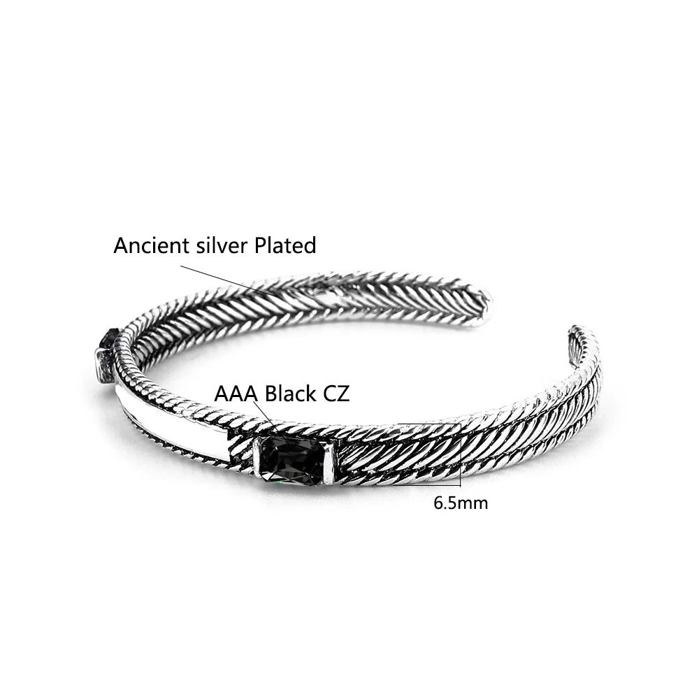 Ancient Silver Plated Buddha Bracelets Women Vintage Cuff Wristband