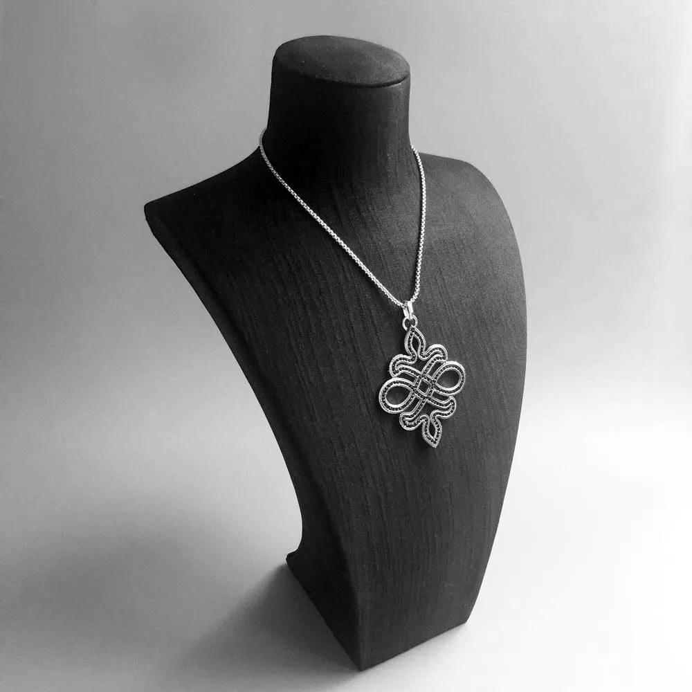CZ Knot Pendant 925 Sterling Silver Vintage Gift for Women Men Boy Girls