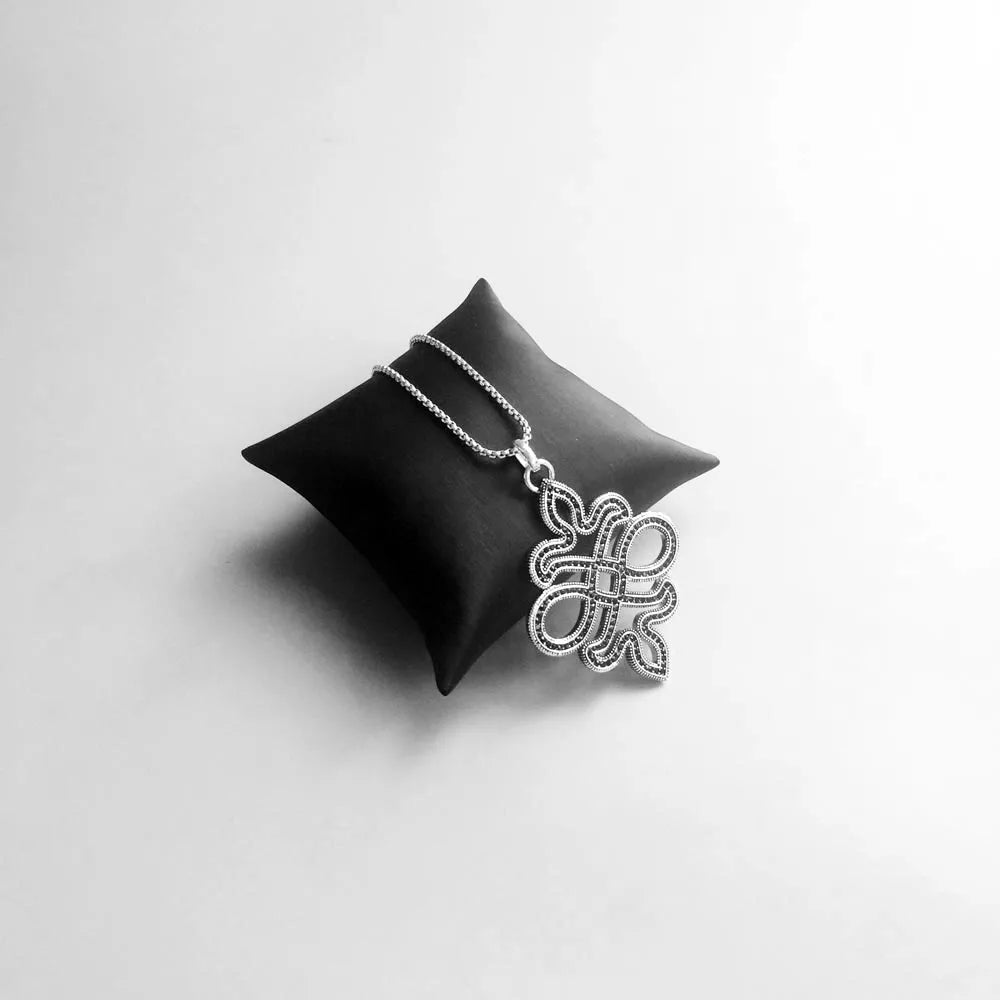 CZ Knot Pendant 925 Sterling Silver Vintage Gift for Women Men Boy Girls