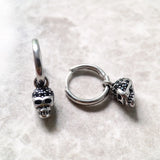 CZ Skull Hoop Earrings 925 Sterling Silver