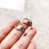CZ Skull Hoop Earrings 925 Sterling Silver