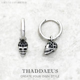 CZ Skull Hoop Earrings 925 Sterling Silver