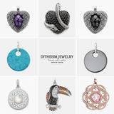 CZ Snake & Heart Pendant 925 Sterling Silver Gift For Women Girls