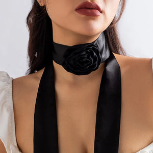 Camellia Collar Choker Chain Gothic Silk Satins Necklace