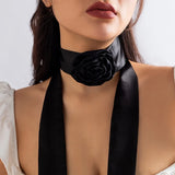 Camellia Collar Choker Chain Gothic Silk Satins Necklace