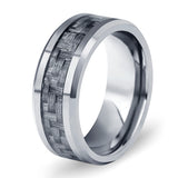 Carbon Fiber 8mm Tungsten Ring Mens Wedding Band US Size 7-10