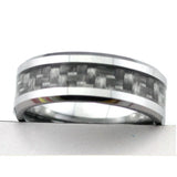 Carbon Fiber 8mm Tungsten Ring Mens Wedding Band US Size 7-10