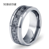 Carbon Fiber 8mm Tungsten Ring Mens Wedding Band US Size 7-10