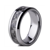 Carbon Fiber 8mm Tungsten Ring Mens Wedding Band US Size 7-10