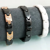 Ceramic Man Women Bracelet Rose Stainless Steel Magnetic Wristband