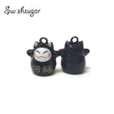 Chinese Fortune Lucky Cat Bell Charm for Pendant Bracelet