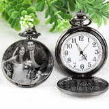 Vintage Quartz Pocket Watch Arabic Numerals Personalized Photo with Text