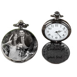 Vintage Quartz Pocket Watch Arabic Numerals Personalized Photo with Text