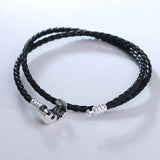 Leather Bracelets for Women Men Classic Signature Clasp Silver 925 Jewelry