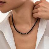 Beaded Chains Necklace Men Punk Short Choker Collar on Neck