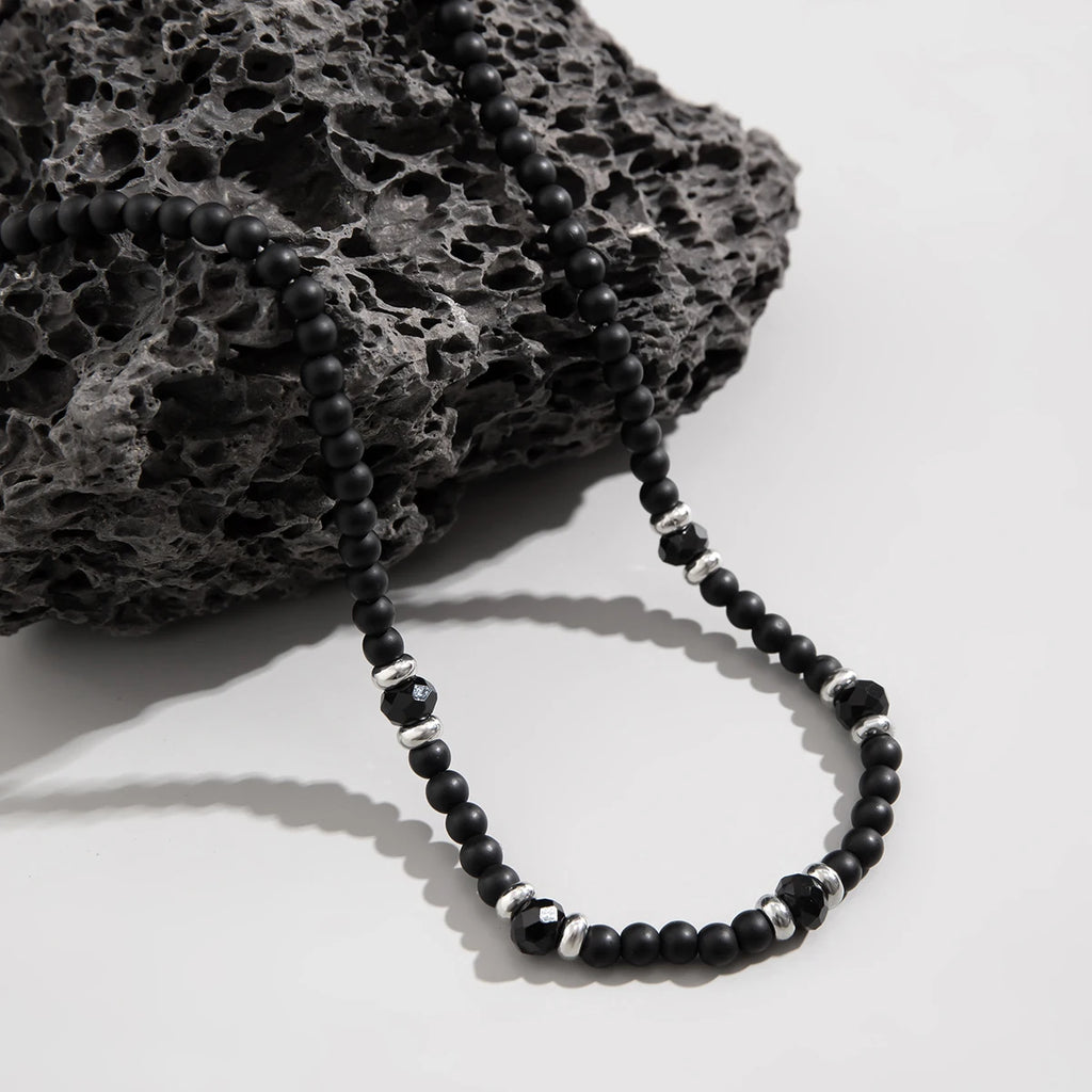 Beaded Chains Necklace Men Punk Short Choker Collar on Neck