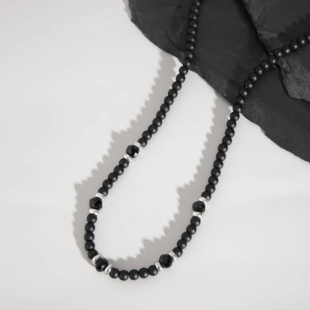 Beaded Chains Necklace Men Punk Short Choker Collar on Neck