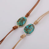 Copper Turquoises Bracelet Non-leather Wrap Adjustable Bohemian Bracelet