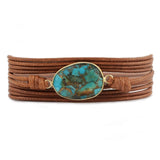 Copper Turquoises Bracelet Non-leather Wrap Adjustable Bohemian Bracelet