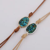 Copper Turquoises Bracelet Non-leather Wrap Adjustable Bohemian Bracelet