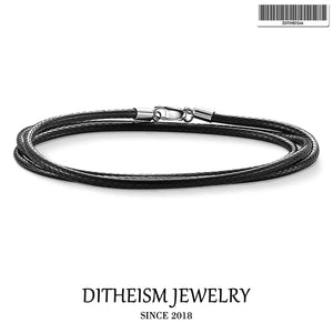 Cord Leather Necklace in 925 Sterling Silver for Men Women Boys Girls