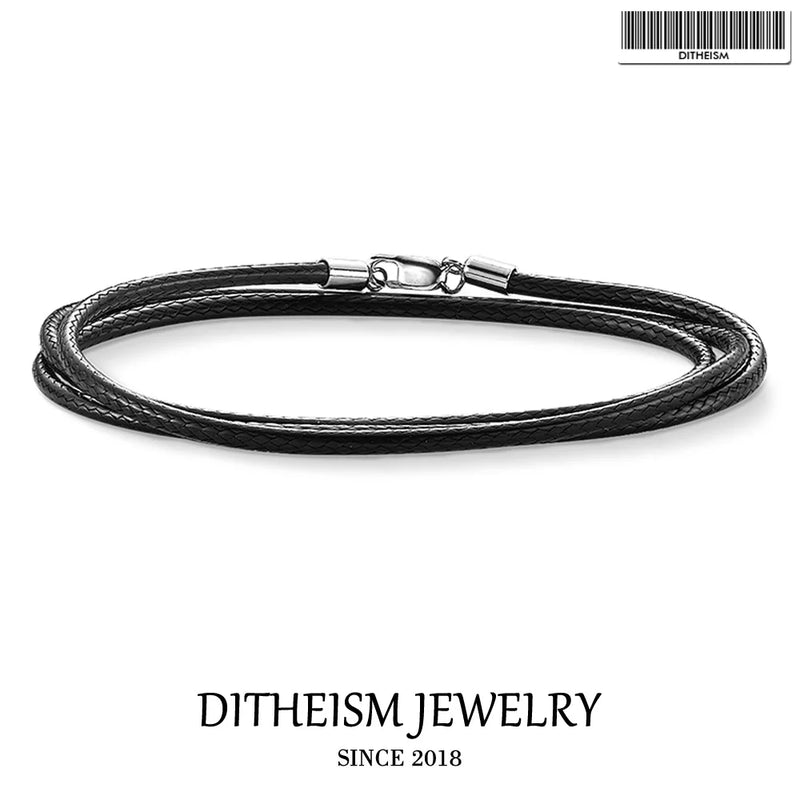 Cord Leather Necklace in 925 Sterling Silver for Men Women Boys Girls