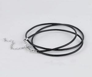 Cowhide Leather Choker Necklace with 925 Silver Clasp 35-45cm