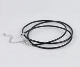 Cowhide Leather Choker Necklace with 925 Silver Clasp 35-45cm