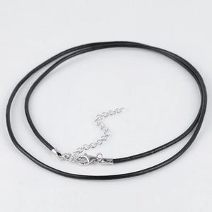 Cowhide Leather Choker Necklace with 925 Silver Clasp 35-45cm