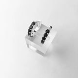 Creole Crystal Hinged Hoop Earrings, 925 Silver