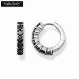 Creole Crystal Hinged Hoop Earrings, 925 Silver
