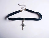 Crescent Moon Velvet Choker Necklace